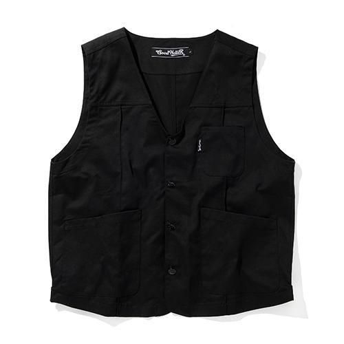 TC TWILL PIN TUCK WORK VEST / BLACK