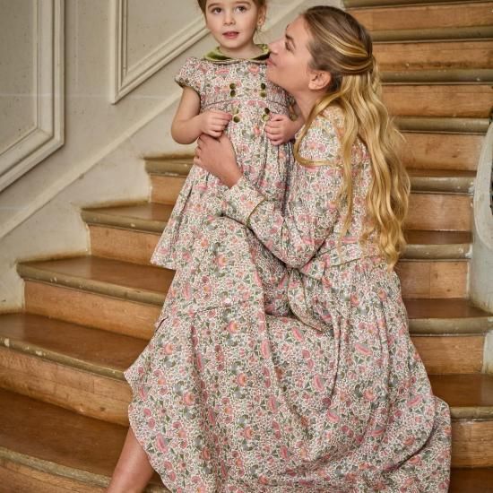 Kidiwi バロックフラワー ワンピース | 大人のスモッキングドレス - 一