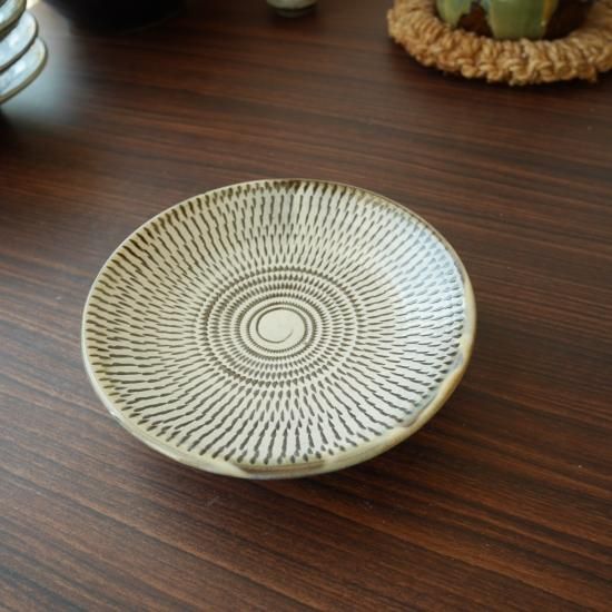 小鹿田焼　大皿41.5㎝　とびかんな　陶器　皿　皿立台付 小鹿田焼 大皿41.5㎝ とびかんな 陶器 皿 皿立台付