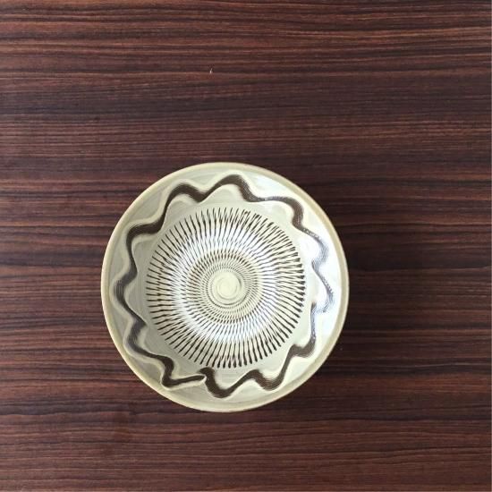 7寸皿 A・白とびくし - 小鹿田焼/販売/通販/= おんた焼の空間k3