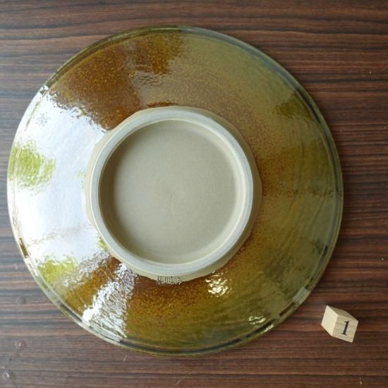 8寸皿 | 青緑とびかんな1 - 小鹿田焼/販売/通販/= おんた焼の 8寸皿 | 青緑とびかんな1 - 小鹿田焼/販売/通販/= おんた焼の