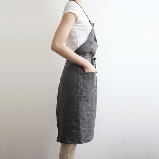 リトアニア製　Linne　リネン/麻　キッチンエプロン BL リネン（麻）エプロン （リーノ・エ・リーナ）lino e lina