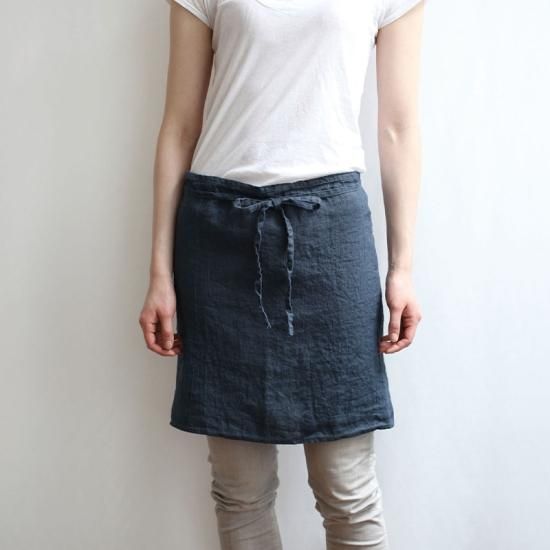 フランス購入 リトアニア リネン ソムリエ エプロン インディゴ 麻 作家もの リネンソムリエエプロン（麻） （リーノ・エ・リーナ）lino e