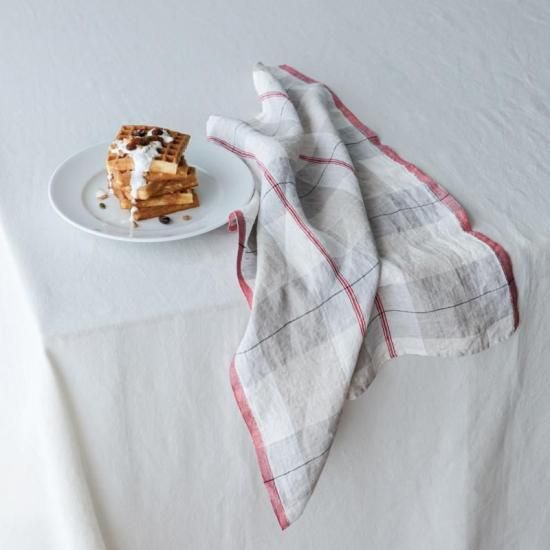 キッチンクロス　リネン（麻）　リトアニアリネン　サリヌ　レッド