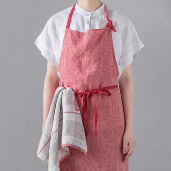 キッチンクロス　リネン（麻）　リトアニアリネン　サリヌ　レッド