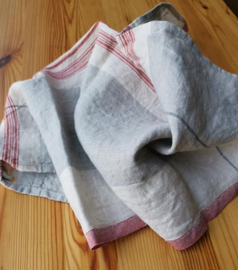 キッチンクロス　リネン（麻）　リトアニアリネン　アートル　レッド