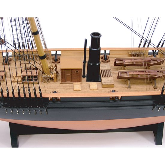木製帆船模型 咸臨丸 帆なし（1/75スケール・全長 820mm・完成重量 630g）