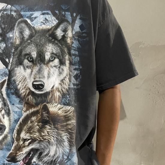 古着 狼 オオカミ アニマル 動物 Tシャツ - 古着屋utsuroi 古着 狼 オオカミ アニマル 動物 Tシャツ - 古着屋utsuroi