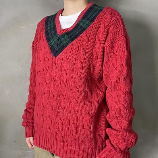 古着 OLD GAP オールド ギャップ Vネック ケーブル コットン