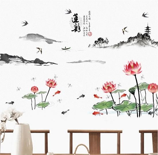 蓮の花 水墨画 円形 蓮の花。 #蓮 #蓮の花 #rotas #水墨画 #flowers #墨絵 #墨彩画