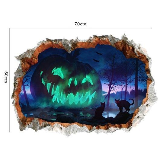 41ウォールステッカー ハロウィン カボチャ おばけ 3D 黒猫 不気味