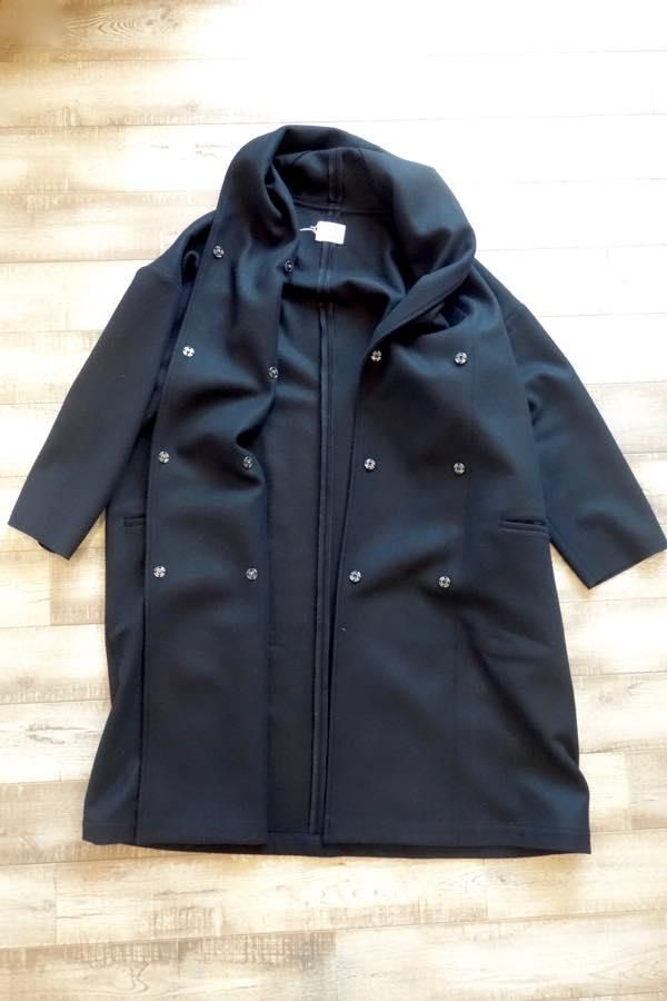 Honnete オネット ショール カラー ワイドコート (BLACK Honnete オネット ショール カラー ワイドコート (BLACK
