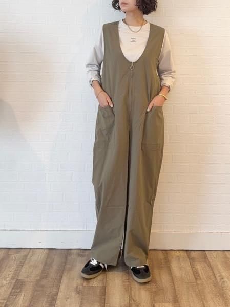 ARCH&LINEɥ饤GINGHAM SUCKER SALOPETTE(OLIVE)