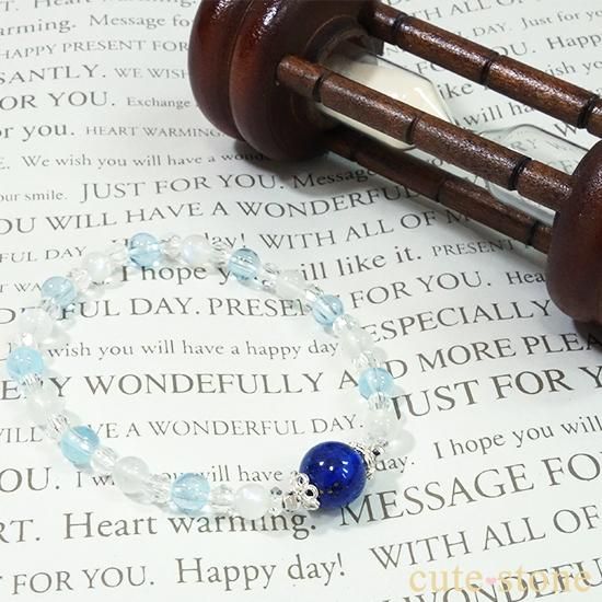 【夜明けの空】ラピスラズリ ブルームーンストーン ブルートパーズのブレスレットの写真2 cute stone