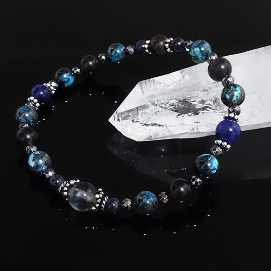 「Cosmo bracelet」ブルールチル サハラNWA869 クリソコラ スキャポライトのブレスレットの写真4 cute stone