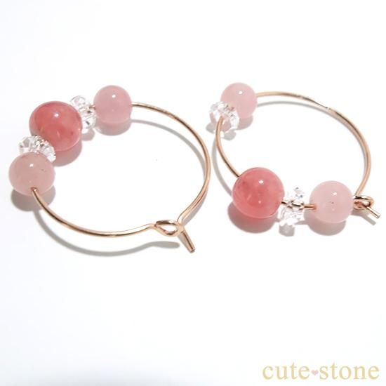 【薔薇の輪】インカローズ グァバクォーツ 水晶のフープピアスの写真2 cute stone