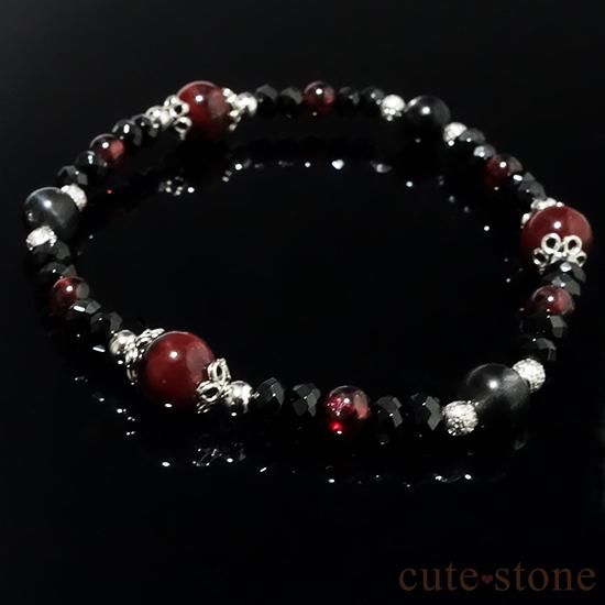 【cool beauty】レッドアメジスト ブラックスピネル ガーネット ブラックスキャポライト ブレスレットの写真4 cute stone