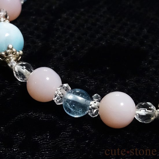 【beautiful sea】ラリマー ピンクオパール ブルートパーズ 水晶のブレスレットの写真3 cute stone