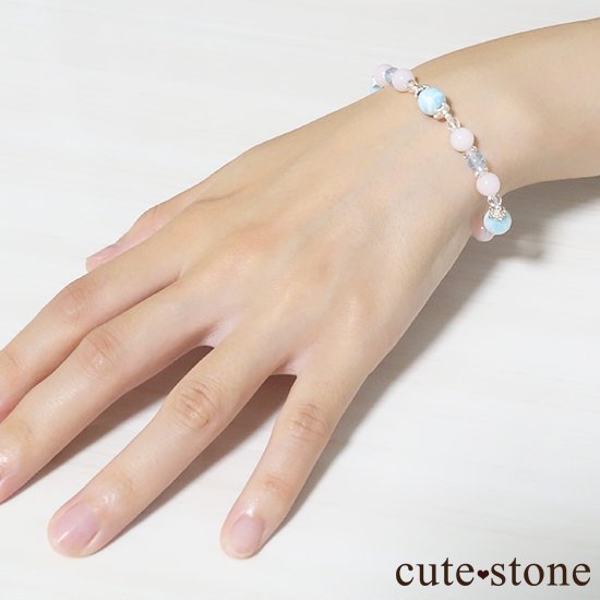 【beautiful sea】ラリマー ピンクオパール ブルートパーズ 水晶のブレスレットの写真6 cute stone