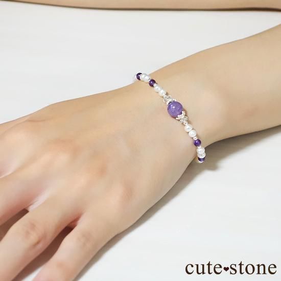 【天使の抱擁】エンジェルシリカ アメジスト 淡水真珠 水晶のブレスレットの写真5 cute stone