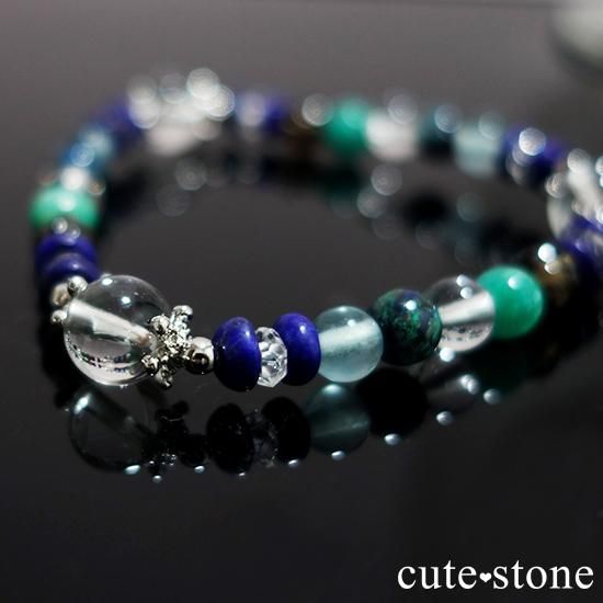 【自然の脈動】水晶 ラピスラズリ スモーキークォーツ アマゾナイト クリソコラ ブルーフローライトのブレスレットの写真4 cute stone