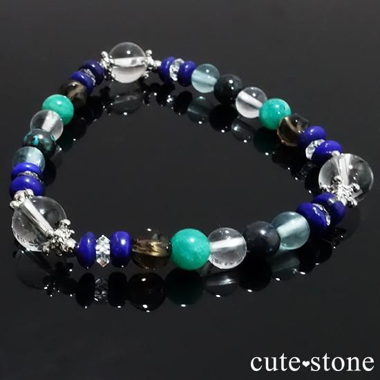 【自然の脈動】水晶 ラピスラズリ スモーキークォーツ アマゾナイト クリソコラ ブルーフローライトのブレスレットの写真5 cute stone
