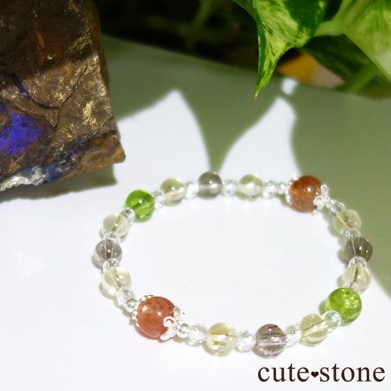 【ふたつの太陽】 サンストーン ペリドット エレスチャルクォーツ シトリン 水晶のブレスレットの写真0 cute stone