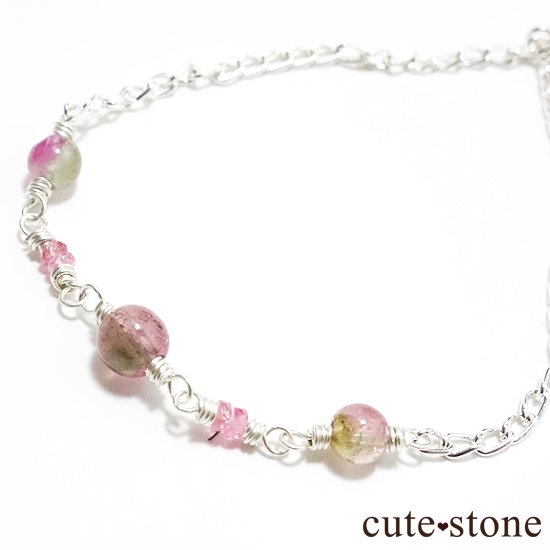 【pure】バイカラートルマリン ピンクスピネルのブレスレットの写真1 cute stone