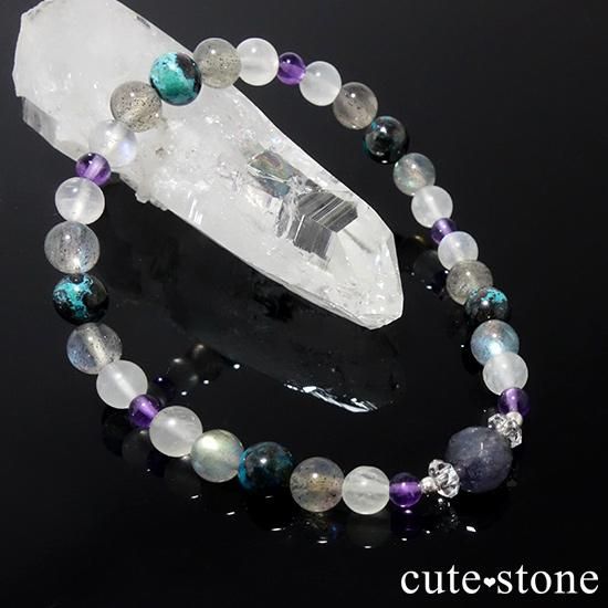 ラブラドライト×アメジスト×ブルームーンストーン天然石ブレスレット 15cm 夜空のささめき】 - cute stone - アイオライト アメジスト