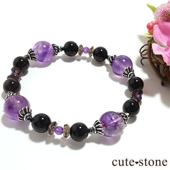 【神秘の紫】 バイカラーアメジスト モリオン アメジスト スモーキークォーツのブレスレットの写真0 cute stone