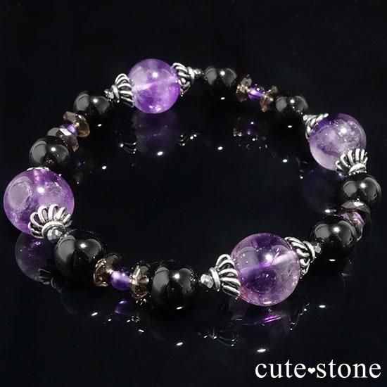 【神秘の紫】 バイカラーアメジスト モリオン アメジスト スモーキークォーツのブレスレットの写真5 cute stone