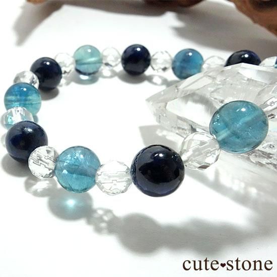 【汀の月】ホワイトムーンストーン ブルーフローライト デュモルチェライト アメジストのブレスレットの写真0 cute stone
