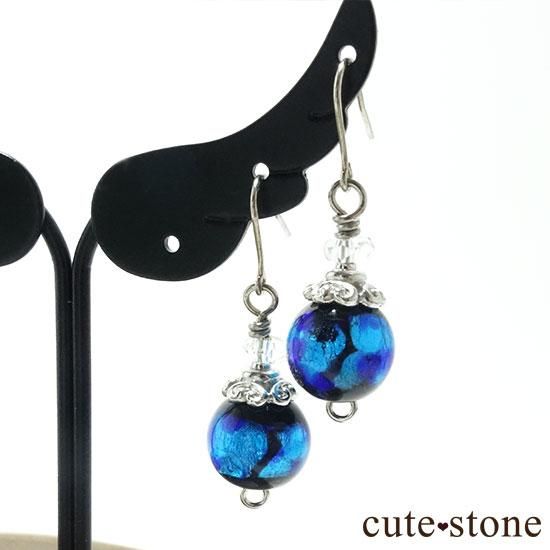 ホタルガラスと水晶のシンプルピアス イヤリングの写真2 cute stone