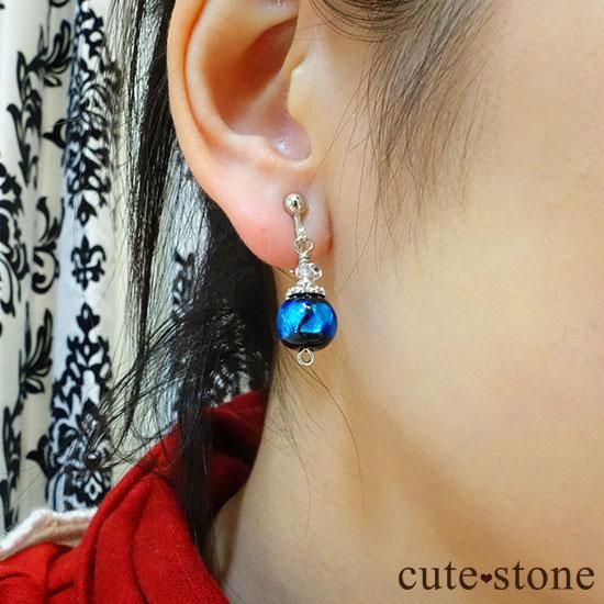 ホタルガラスと水晶のシンプルピアス イヤリングの写真3 cute stone