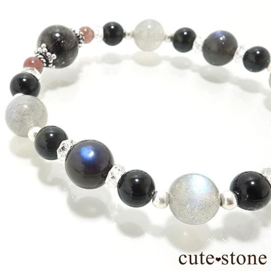 【Cosmo bracelet】ブラックルチル ブラックラブラドライト ラブラドライト テクタイト レッドスキャポライトのブレスレットの写真7 cute stone