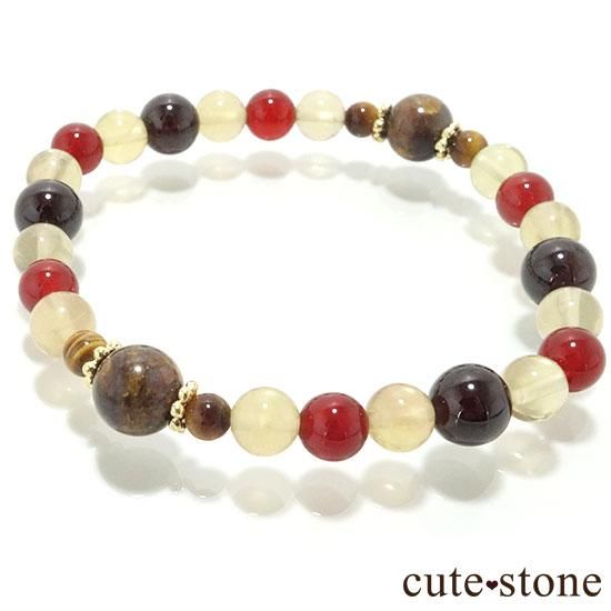 【Classic memories】ピーターサイト ガーネット レッドアゲート イエロータイガーアイ イエローフローライトのブレスレットの写真1 cute stone