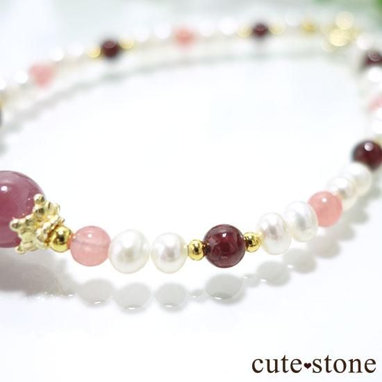 【冬の花】ルビー インカローズ ガーネット 淡水真珠のブレスレットの写真3 cute stone