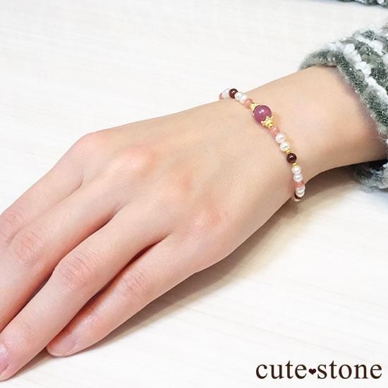 【冬の花】ルビー インカローズ ガーネット 淡水真珠のブレスレットの写真6 cute stone