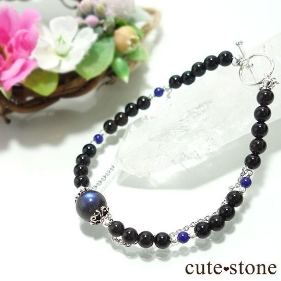 【蒼の夜空】ブラックラブラドライト モリオン ラピスラズリのブレスレットの写真4 cute stone