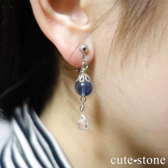 【深海の雫】 ブルーフローライト 水晶のピアス イヤリングの写真3 cute stone