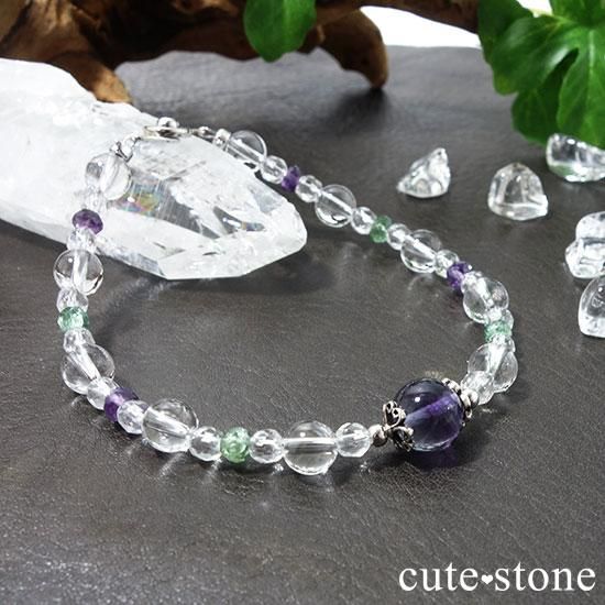 バイカラーフローライト グリーンアパタイト アメジストのブレスレット