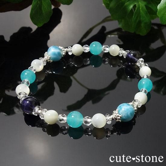 【Treasure of Mermaid】ラリマー スターアイオライト アイスアマゾナイト 水晶 マザーオブパールのブレスレットの写真5 cute stone