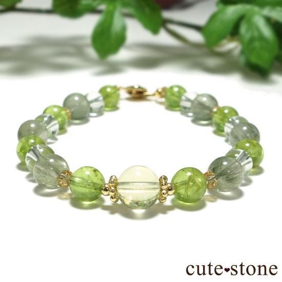 【Flesh】レモンクォーツ ペリドット シトリン アクチノライトインクォーツのブレスレットの写真0 cute stone