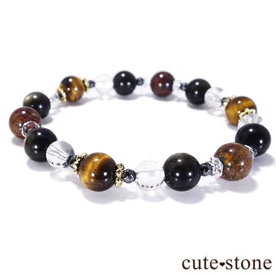【1周年記念 memorial】タイガーアイ ピーターサイト ゴールデンオブシディアンのブレスレットの写真4 cute stone
