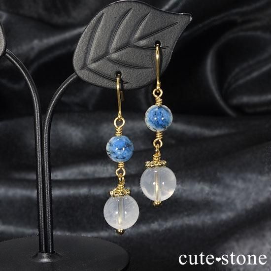 【SKY & SNOW】K2アズライト K2ムーンクォーツのピアス イヤリングの写真1 cute stone