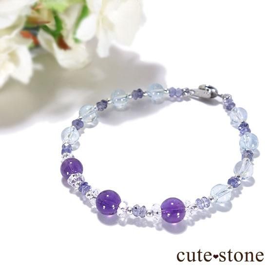 【evening dew】アメジスト ブルートパーズ アイオライト 水晶のブレスレットの写真0 cute stone