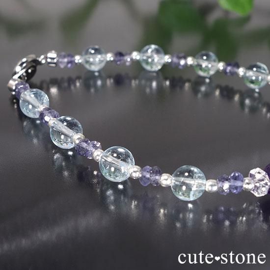 【evening dew】アメジスト ブルートパーズ アイオライト 水晶のブレスレットの写真2 cute stone