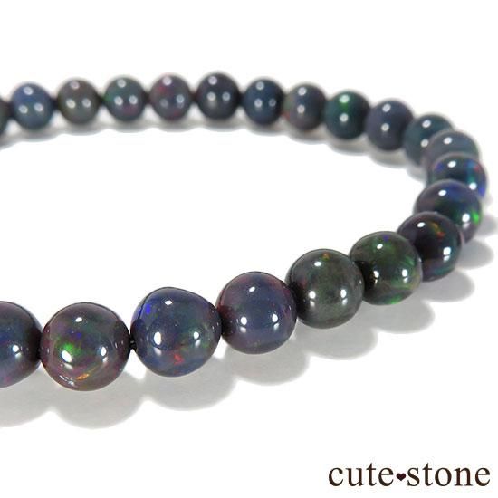 エチオピア産プレシャスオパール(ブルーブラックカラー) AA++ ラウンド6mm シンプルブレスレットの写真1 cute stone