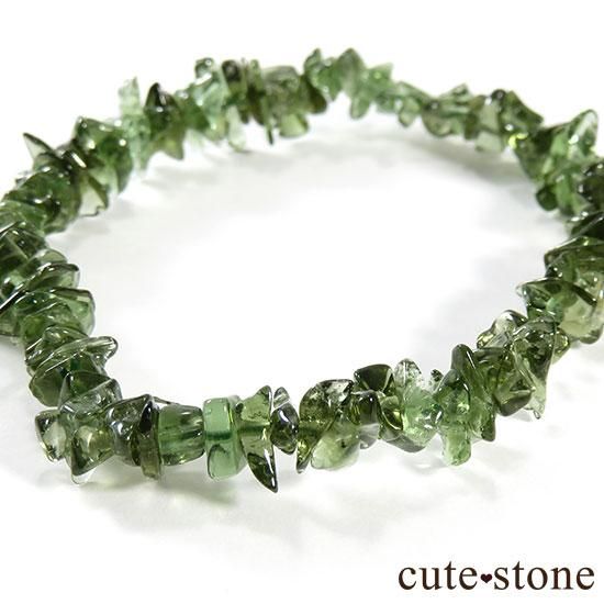 【1/2売り対象】モルダバイトのさざれ シンプルブレスレットの写真1 cute stone