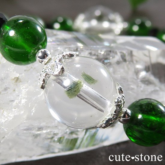 フックサイトインクォーツを使ったデザインブレスレット【Green Crystal】 - cute stone -